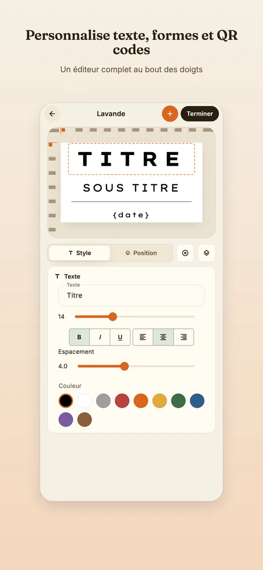 L’éditeur de Stick-it avec la liste des calques d’une étiquette